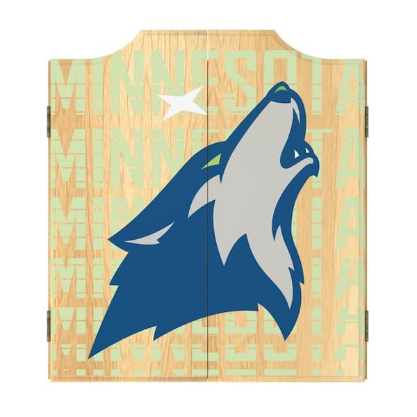 Unbranded Minnesota Timberwolves City 20.5 in. Dart Board with Cabinet, Darts and Scoreboards