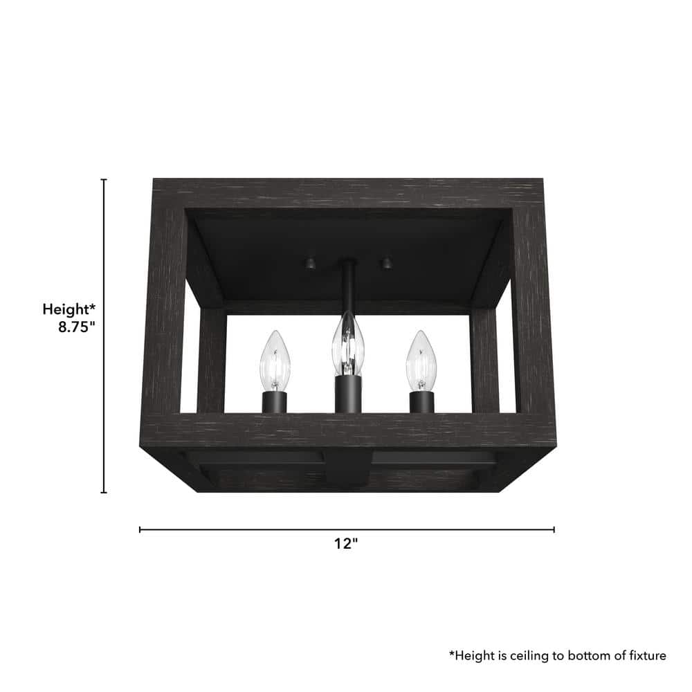 Squire Manor Matte Black 12'' Aluminum LED Flush Mount Ceiling Light