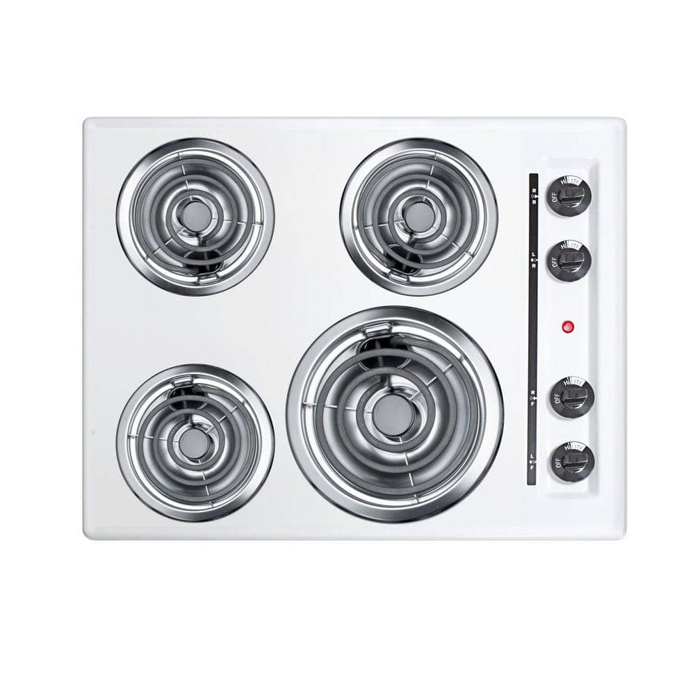 Summit Appliance 24 in. Coil Electric Cooktop in White with 4 Elements