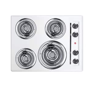 24 in. Coil Electric Cooktop in White with 4 Elements