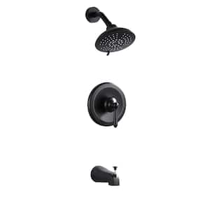 Single Handle Round 5-Spray Tub and Shower Faucet 2.2 GPM in. Matte Black Valve Included