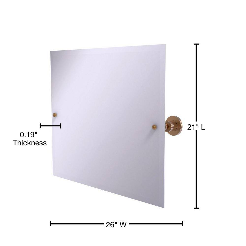 Frameless Rectangular Tilt Mirror with Brushed Bronze Mount