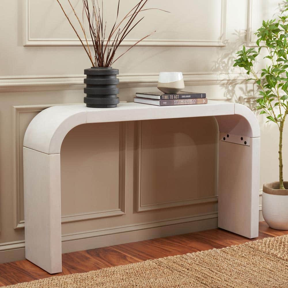 White Washed Minimalist Wood Console Table