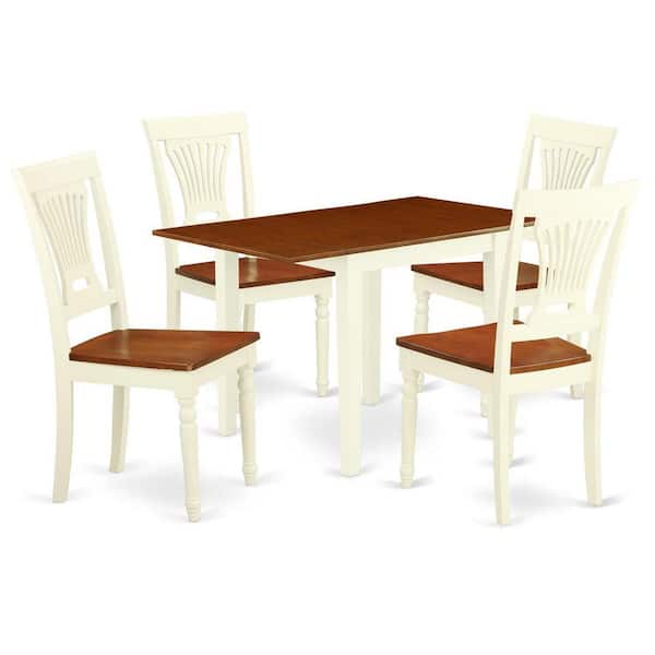 East West Furniture 5-Piece Buttermilk and Cherry Solid Wood Top - Dining Room Set - Seats 4