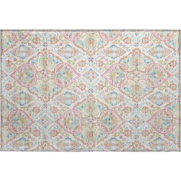 Mayfield Premium Machine Washable Abstract AMF2207 Ivory 2 ft. x 3 ft. Accent Rug