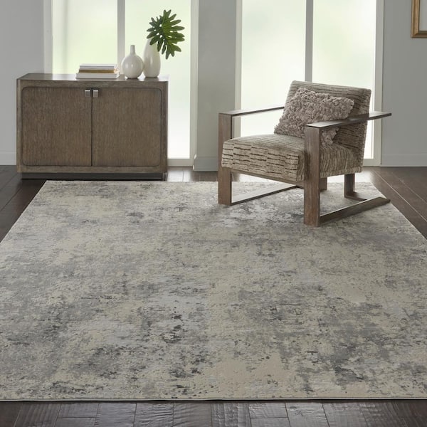 Rustic Textures Grey/Beige 8 ft. x 11 ft. Abstract Contemporary Area Rug