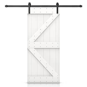 20 in. x 84 in. K-Series White Stained DIY Knotty Pine Wood Interior Sliding Barn Door with Hardware Kit