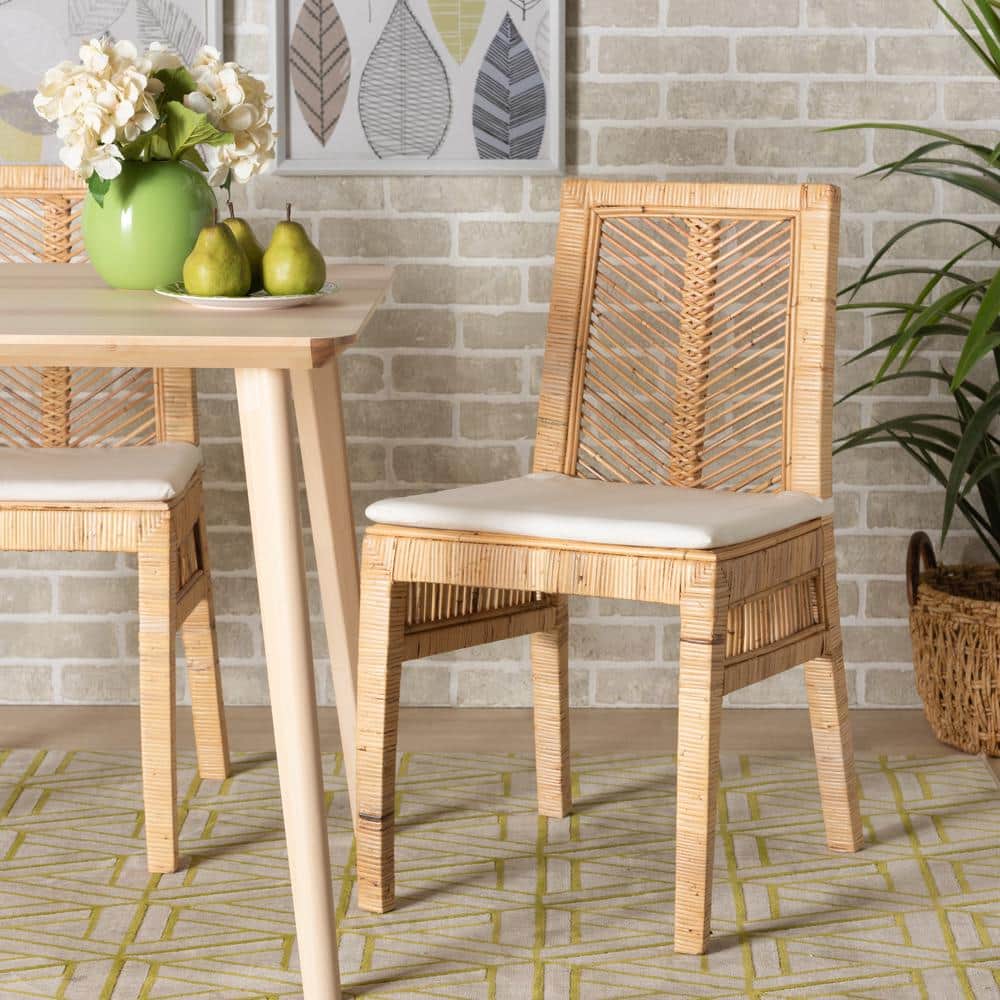 Bohemian Paradise Natural Brown Rattan Dining Chair Set