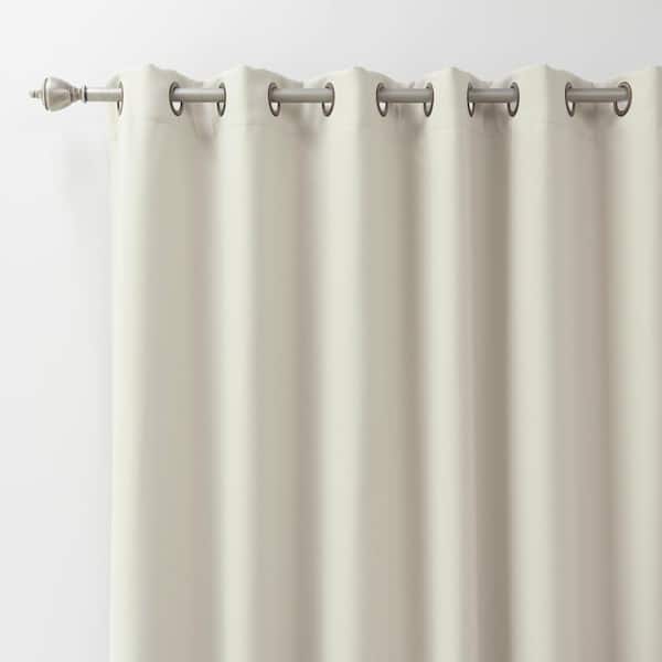 Biscuit Polyester Solid 100 in. W x 96 in. L Grommet Blackout Curtain