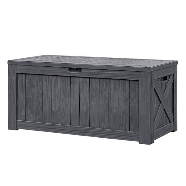 Unbranded 120 Gal. Large Gray Waterproof Resin Deck Box with Lockable Lid and Side Handles