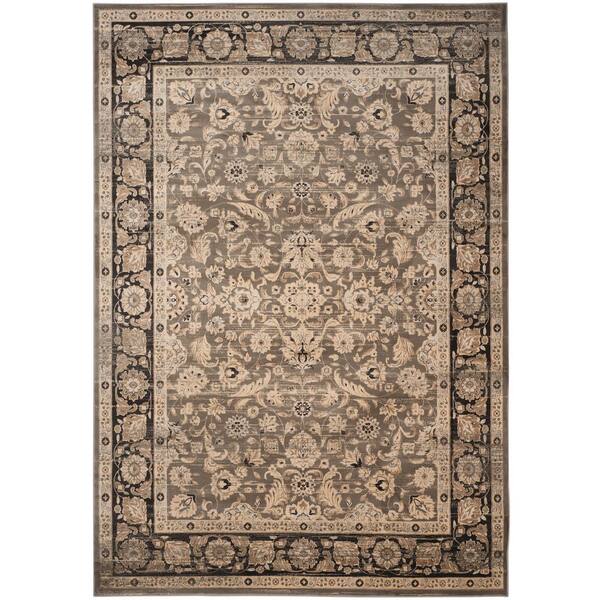 SAFAVIEH Vintage Taupe/Black 9 ft. x 12 ft. Antique Floral Area Rug