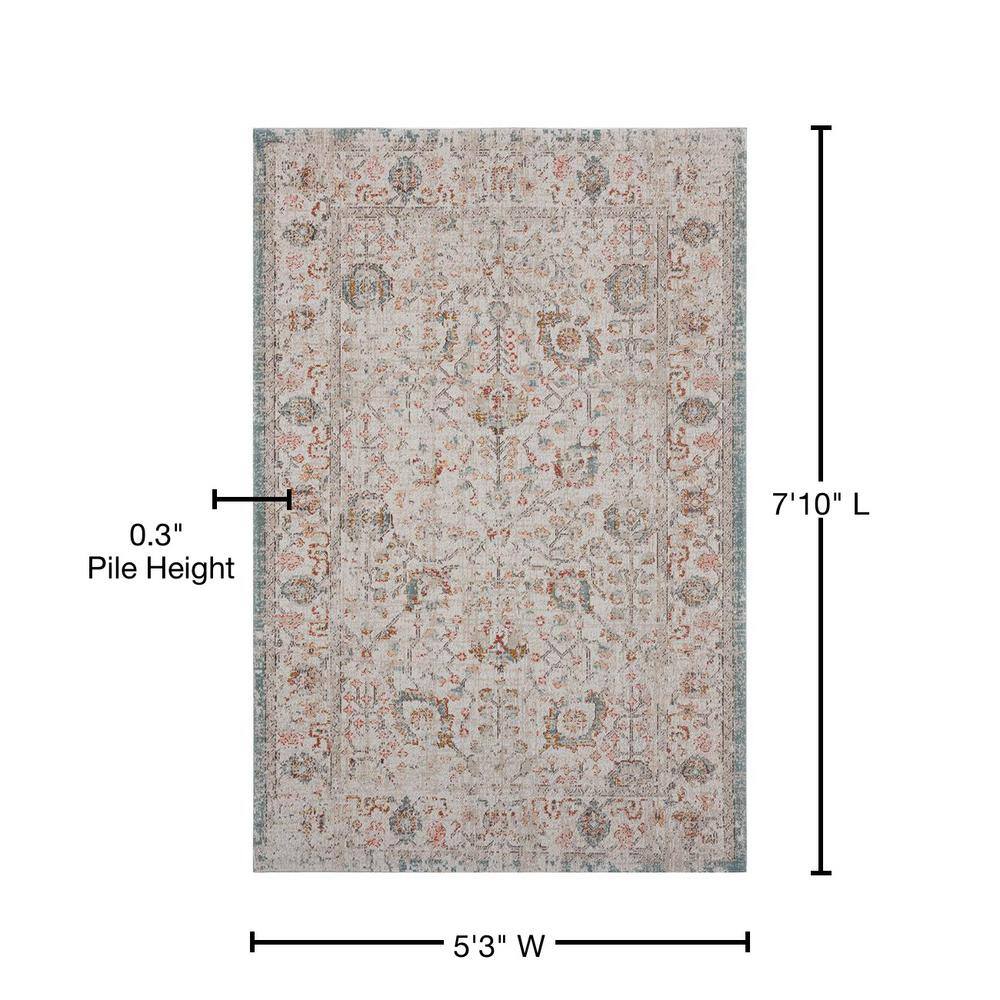 Reversible Blue Synthetic Rectangular 5' x 7' Area Rug