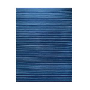 Blue Hand-Woven Wool Modern Flat Modern Weave Rug, 4' x 6', Area Rug