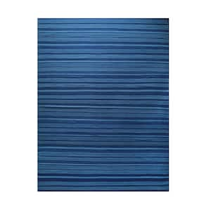 Blue 6 ft. x 9 ft. Hand-Woven Wool Modern Flat Modern Weave Rug Area Rug