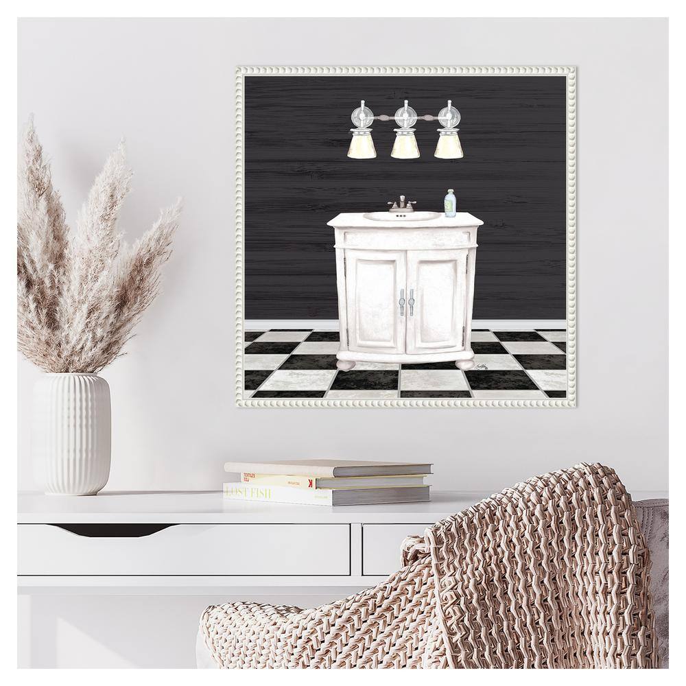 Modern Bathroom I White and Black Canvas Wall Art