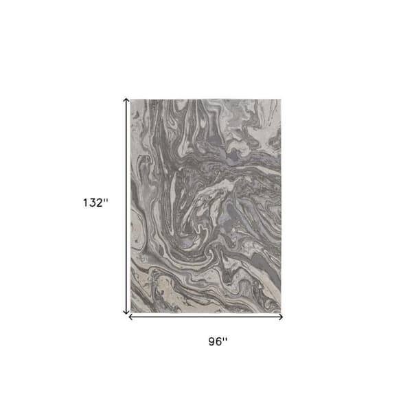 2 ft. x 8 ft. Gray Abstract Area Rug