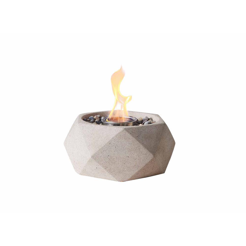 Sand Geo Tabletop Gel Fire Bowl with Cork Base