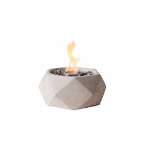 Geo 10.5 in Indoor/Outdoor Concrete Tabletop Fire Bowl in Beige