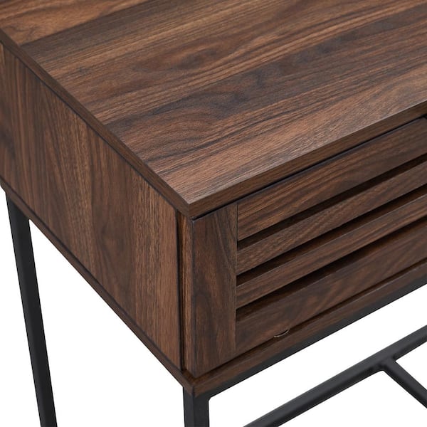 Welwick Designs 42 In Dark Walnut, Modern Walnut Console Table