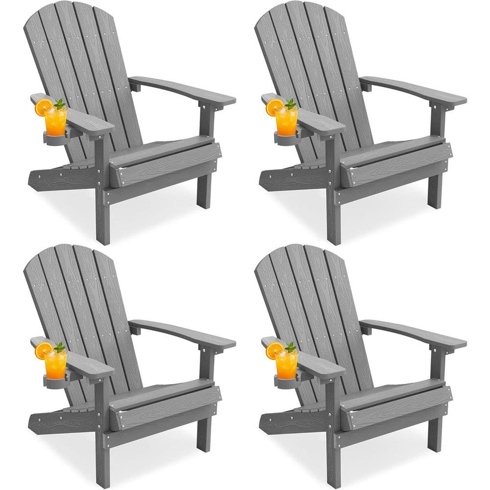 Mximu Classic Gray HIPS Plastic Outdoor Patio Adirondack Chair