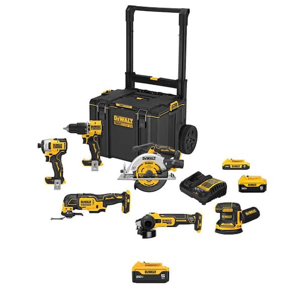 20V Lithium-Ion Cordless 6-Tool Combo Kit with (2) 5 Ah and 2 Ah Batteries Charger and TOUGH SYSTEM 2.0 Rolling Toolbox