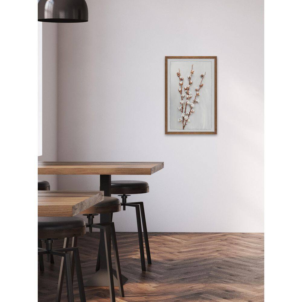 30" x 20" White Cotton Plant Framed Print
