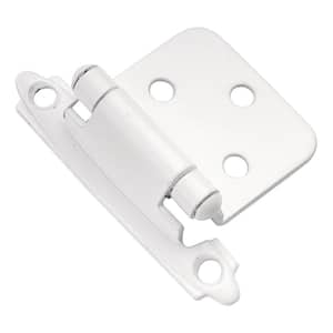 Variable Overlay With Self Closing Feature White Finish Flush Surface Face Frame Cabinet Hinge (1 set of pair)
