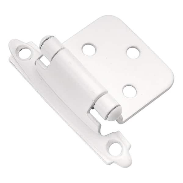 HICKORY HARDWARE Variable Overlay With Self Closing Feature White Finish Flush Surface Face Frame Cabinet Hinge (1 set of pair)