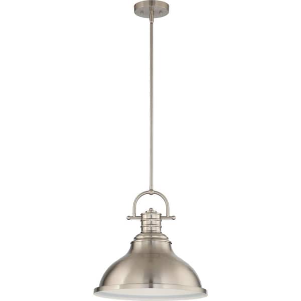 Volume Lighting 1-Light Indoor Brushed Nickel Downrod Pendant with Bell-Shaped Bowl