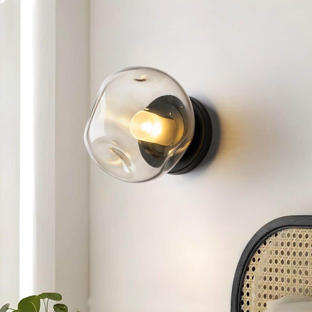 Arlyss 7.7 in. 1-Light Modern Matte Black Wall Sconce with Smoke Gray Glass Shade price history on PriceWatchPro