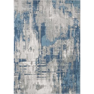 Vista Blue 5.3 ft. x 7.6 ft. Abstract Polyester Area Rug