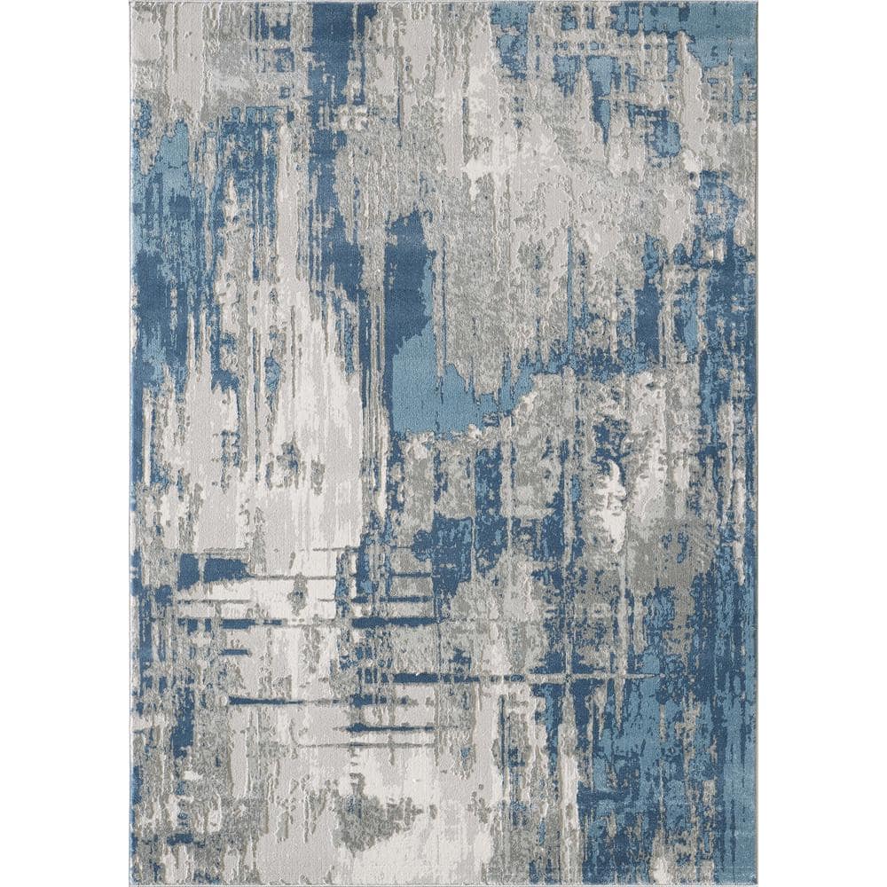 Vista Blue 6 ft. x 9 ft. Abstract Polyester Area Rug