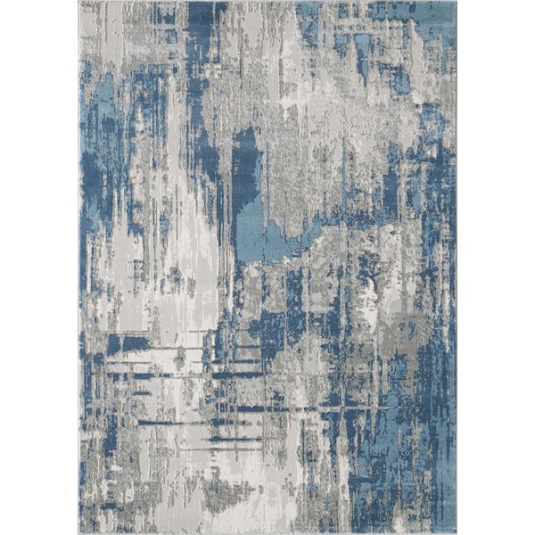 Abani Vista Blue 6 ft. x 9 ft. Abstract Polyester Area Rug