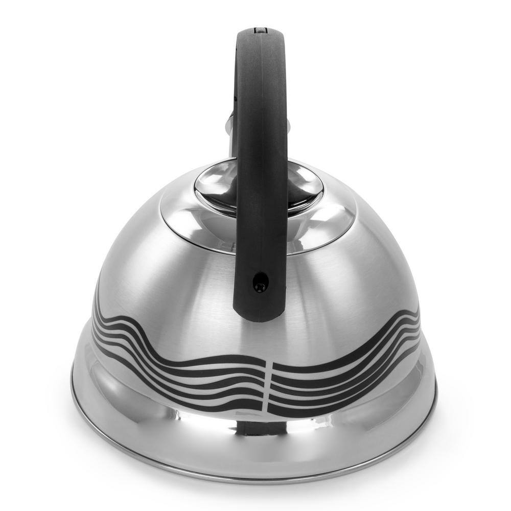 Cagliari 1.75 Quart Stainless Steel Whistling Tea Kettle with Color Changing Stripes