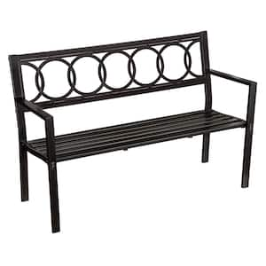 48 in. Sydney 2-Person Metal with Cast Iron Interlocking Circles Outdoor Bench