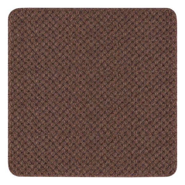 Beverly Rug Waffle Brown 31 in. x 31 in. Non-Slip Rubber Back Stair Tread Cover (Landing Mat)