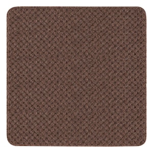 Waffle Brown 8.5 in. x 26 in. and 31 in. x 31 in. Solid Border Non-Slip Stair Tread Cover and Landing Mat (Set of 16)