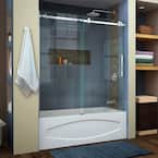 Enigma Air 56 in. to 60 in. x 62 in. Frameless Sliding Tub Door in Brushed Stainless Steel
