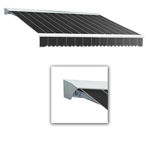 10 ft. Destin Left Motorized Retractable Awning with Hood (96 in. Projection) in Gun Pin