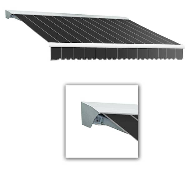 AWNTECH 10 ft. Destin Left Motorized Retractable Awning with Hood (96 in. Projection) in Gun Pin
