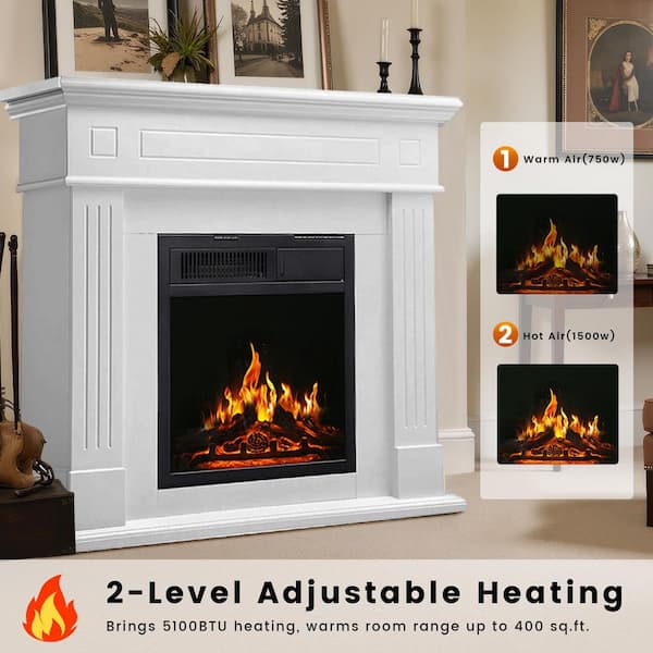 R.W.FLAME 43 in. Freestanding Electric Fireplace in Pearl White