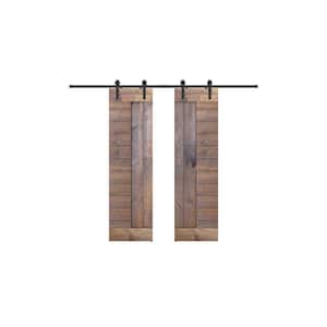 Panel Series 48 in. x 84 in. Brair Smoke Finished Pine Wood Sliding Barn Door with Hardware Kit