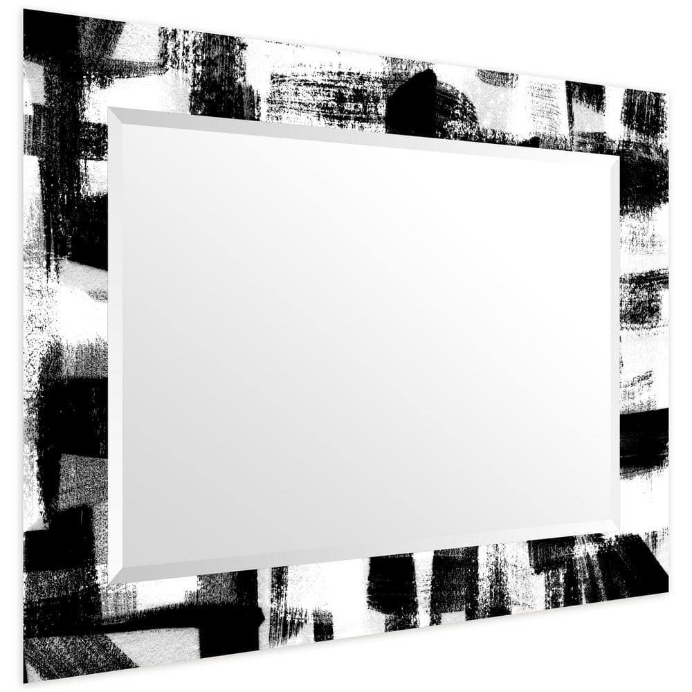 Frameless Rectangular 40" x 30" Black and White Mirror