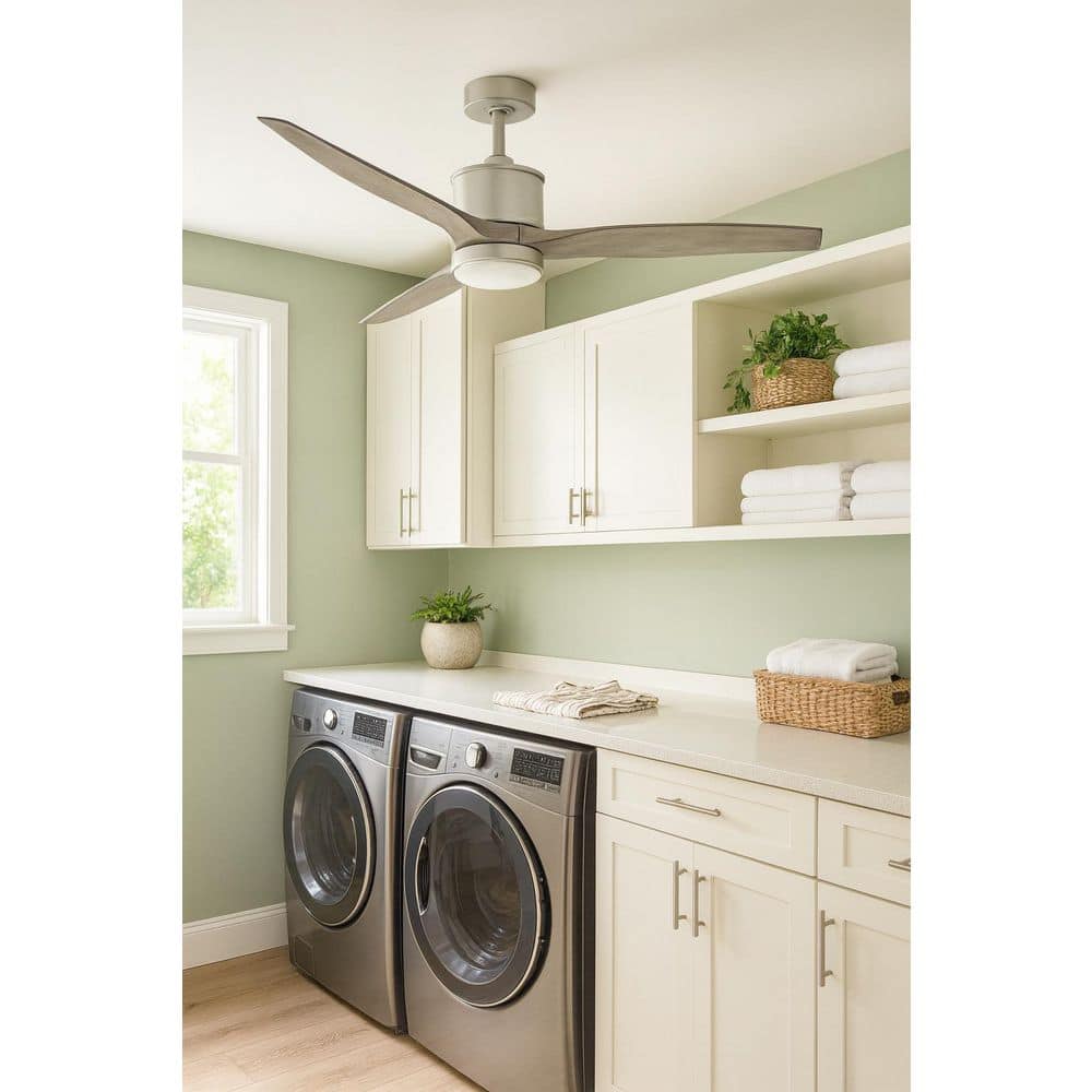 Hover 60 in. Integrated LED Indoor/Outdoor Brushed Nickel Ceiling Fan with Wall Switch price history on PriceWatchPro