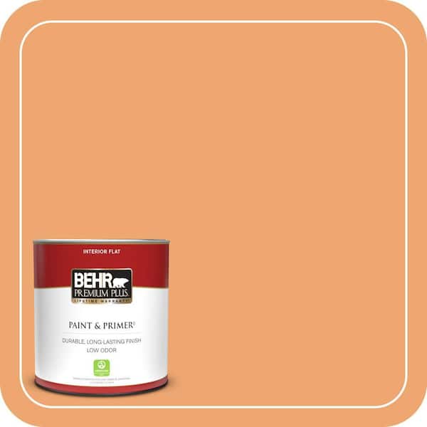 BEHR PREMIUM PLUS 1 qt. Home Decorators Collection #HDC-SP16-04 Apricot Jam Flat Low Odor Interior Paint & Primer