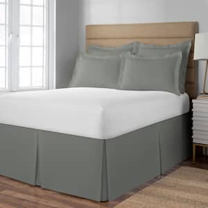Extra Long Silver 21 in. Drop Length Twin Bed Skirt