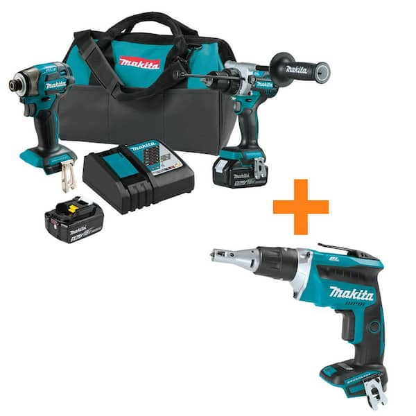 18V LXT Cordless Lithium-ion Brushless 2-pc Combo Kit 5. 0Ah with bonus 18V LXT Brushless Drywall Screwdriver