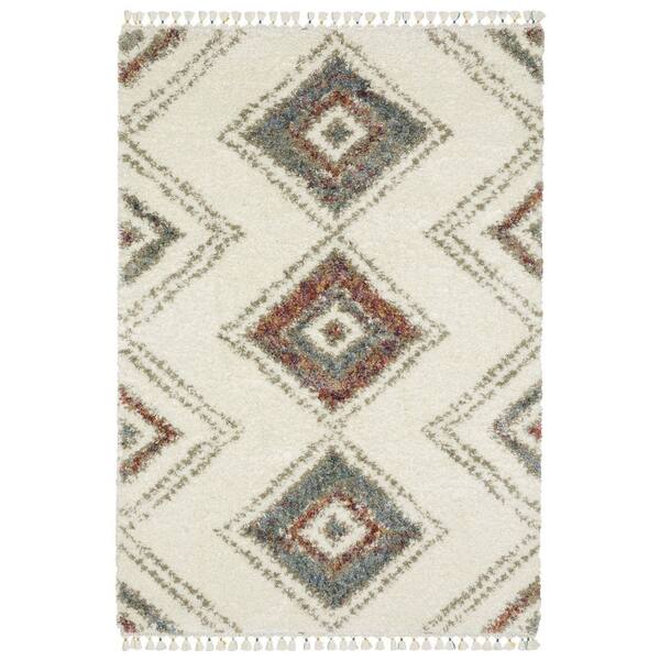 10' X 13' Southwest Shag Ivory Multicolored Area Rug
