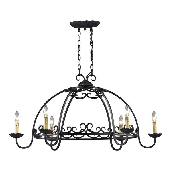Tulen Lawrence Collection 6-Light Black Antique Gold Chandelier-DISCONTINUED