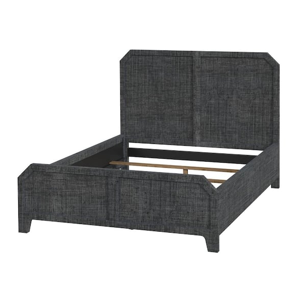 Bar Harbor Gray Raffia Queen Panel Bed